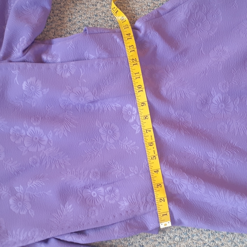 Purple Textured Jacquard Maxi Dress Puff Sleeve Fit Flare Vintage Style - Picture 4 of 6